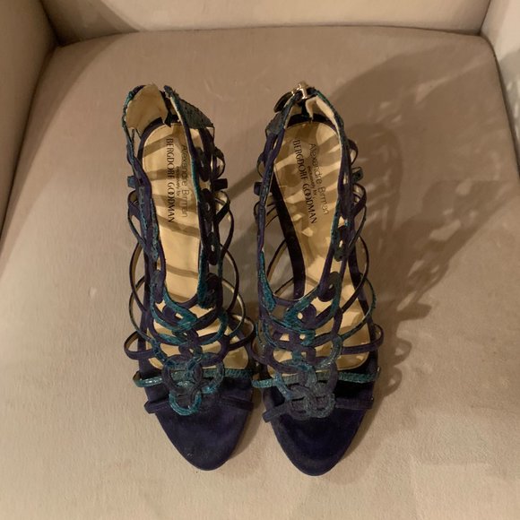 Alexandre Birman Suede & Python Cage Sandals - Picture 6 of 7